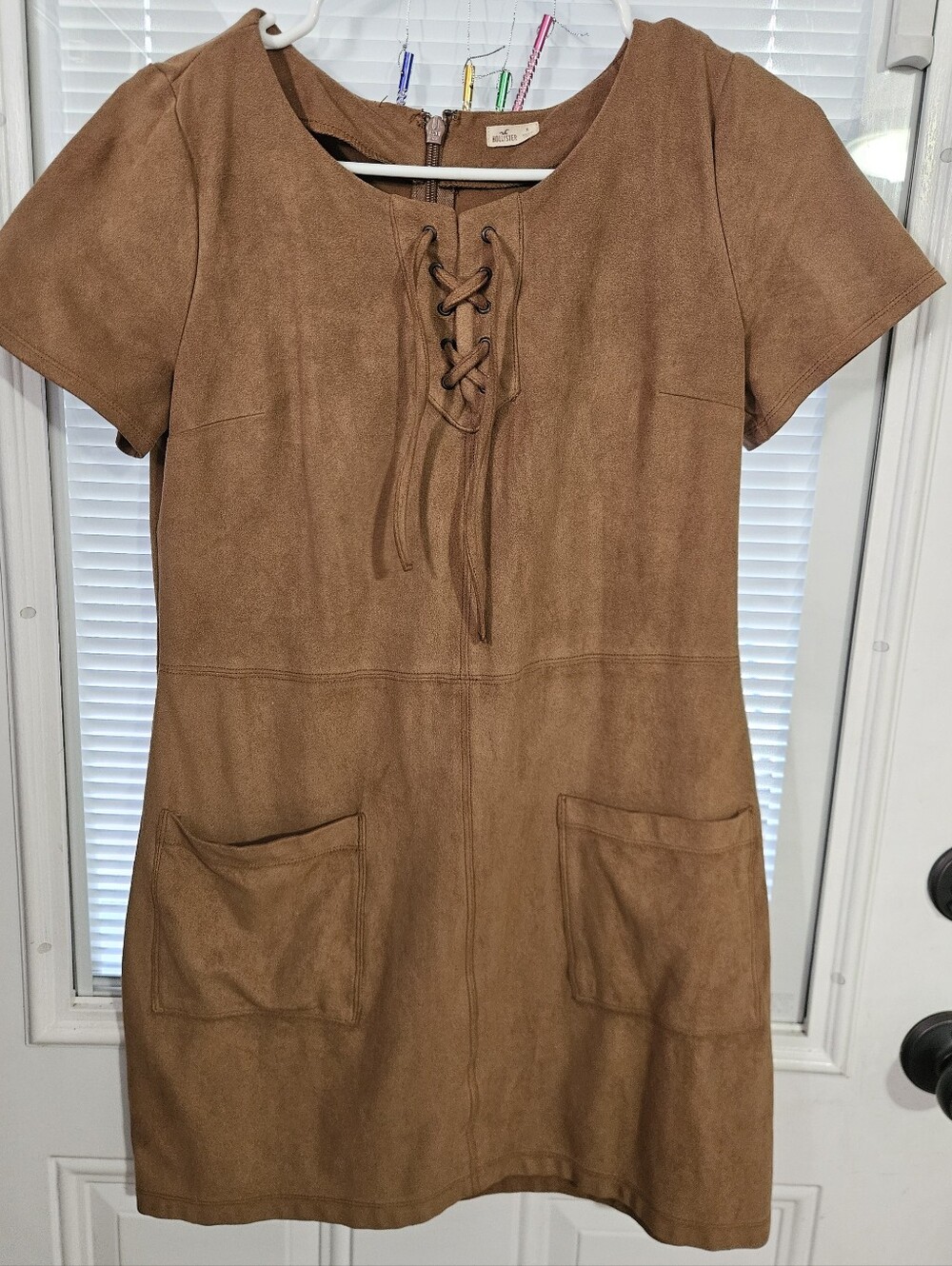 Hollister Faux Suede Lace-Up Pocket Mini Dress - Brown Women's Size M